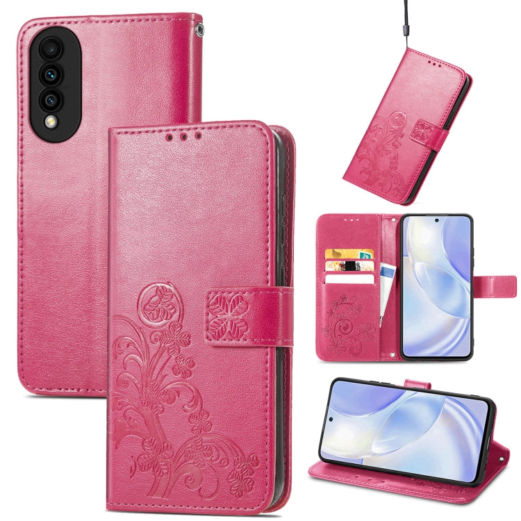 Four-leaf Clasp Embossed Buckle Mobile Phone Protection Leather Case with Lanyard & Card Slot & Wallet & Bracket Function, For Infinix Note 7, For Infinix HOT 10T, For Huawei nova 8 SE Youth, For Blackview A100