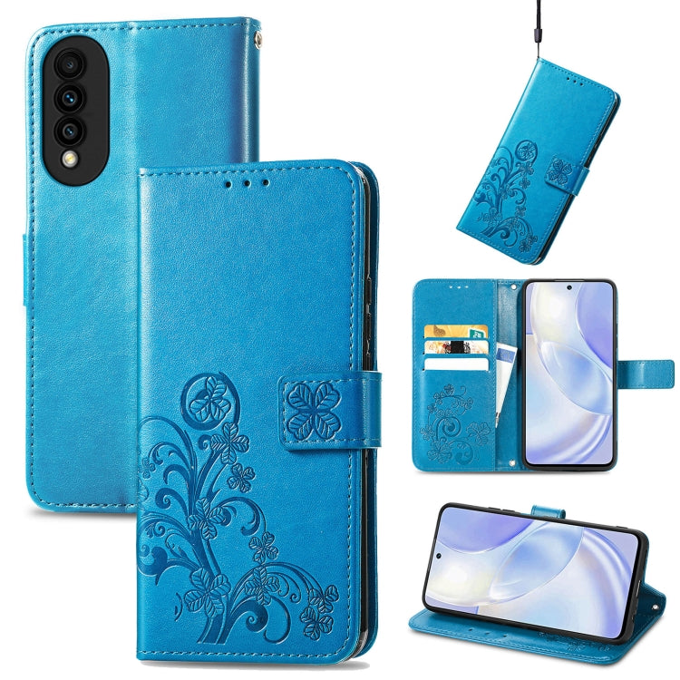 Four-leaf Clasp Embossed Buckle Mobile Phone Protection Leather Case with Lanyard & Card Slot & Wallet & Bracket Function, For Infinix Note 7, For Infinix HOT 10T, For Huawei nova 8 SE Youth, For Blackview A100