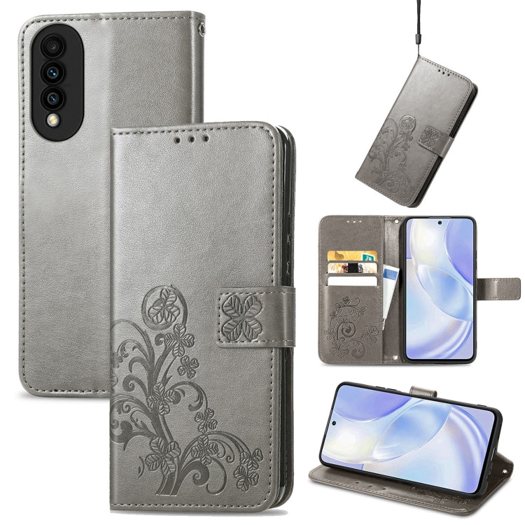 Four-leaf Clasp Embossed Buckle Mobile Phone Protection Leather Case with Lanyard & Card Slot & Wallet & Bracket Function, For Infinix Note 7, For Infinix HOT 10T, For Huawei nova 8 SE Youth, For Blackview A100