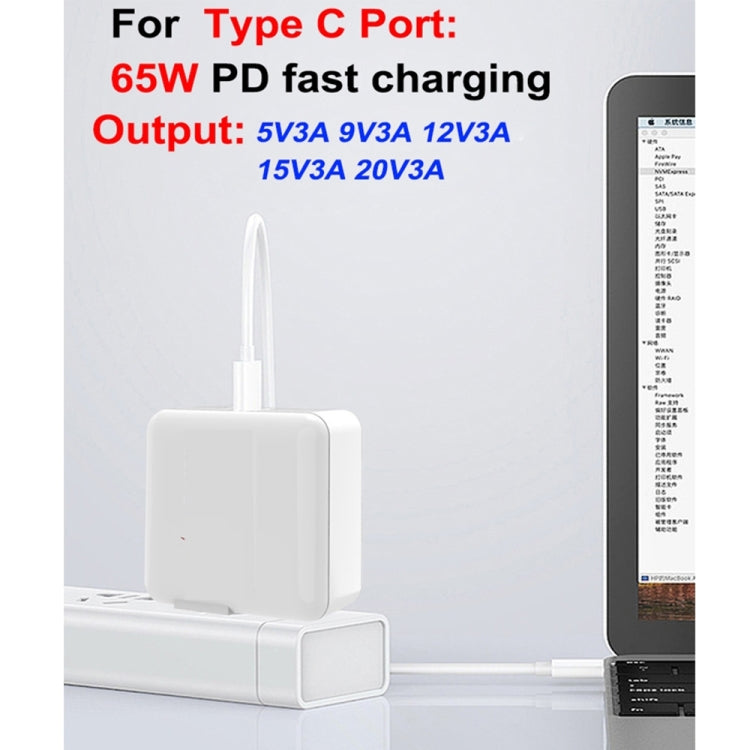 A6 65W QC 3.0 USB + PD USB-C / Type-C Dual Fast Charging Laptop Adapter + 1m USB-C / Type-C to USB-C / Type-C Data Cable Set for MacBook Series,, US Plug, US Plug + EU Plug, US Plug + AU Plug, US Plug + UK Plug, US Plug + EU Plug + UK Plug