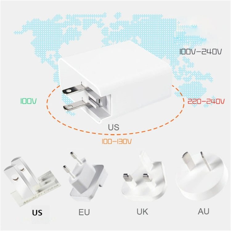 A6 65W QC 3.0 USB + PD USB-C / Type-C Dual Fast Charging Laptop Adapter + 1m USB-C / Type-C to USB-C / Type-C Data Cable Set for MacBook Series,, US Plug, US Plug + EU Plug, US Plug + AU Plug, US Plug + UK Plug, US Plug + EU Plug + UK Plug