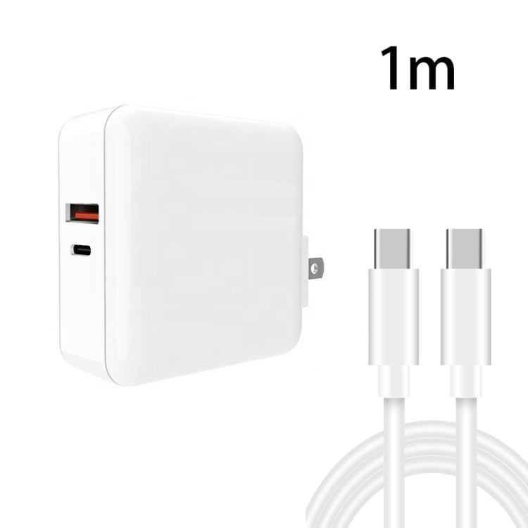 A6 65W QC 3.0 USB + PD USB-C / Type-C Dual Fast Charging Laptop Adapter + 1m USB-C / Type-C to USB-C / Type-C Data Cable Set for MacBook Series,, US Plug, US Plug + EU Plug, US Plug + AU Plug, US Plug + UK Plug, US Plug + EU Plug + UK Plug