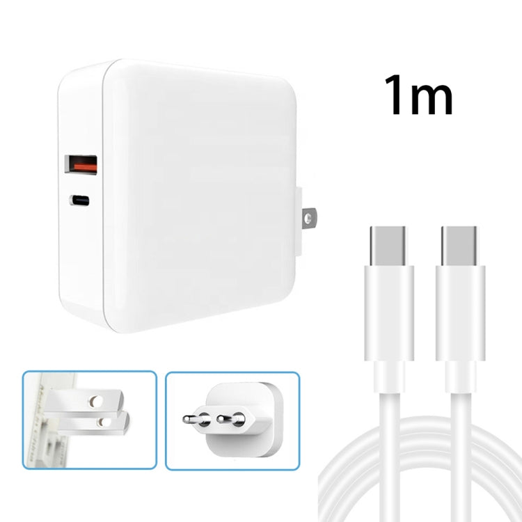 A6 65W QC 3.0 USB + PD USB-C / Type-C Dual Fast Charging Laptop Adapter + 1m USB-C / Type-C to USB-C / Type-C Data Cable Set for MacBook Series,, US Plug, US Plug + EU Plug, US Plug + AU Plug, US Plug + UK Plug, US Plug + EU Plug + UK Plug