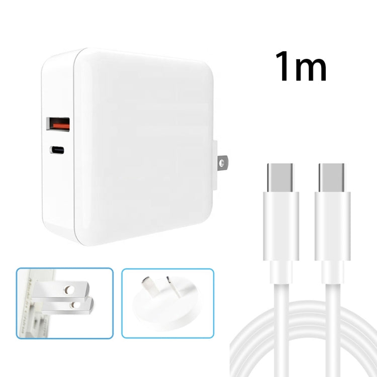 A6 65W QC 3.0 USB + PD USB-C / Type-C Dual Fast Charging Laptop Adapter + 1m USB-C / Type-C to USB-C / Type-C Data Cable Set for MacBook Series,, US Plug, US Plug + EU Plug, US Plug + AU Plug, US Plug + UK Plug, US Plug + EU Plug + UK Plug