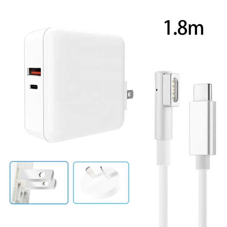 A6 PD 65W USB-C / Type-C + QC3.0 USB Laptop Adapter + 1.8m USB-C / Type-C to MagSafe 1 / L Data Cable Set for MacBook Series,, US Plug, US Plug + EU Plug, US Plug + AU Plug, US Plug + UK Plug, US Plug + EU Plug + UK Plug