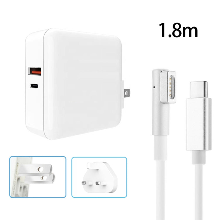 A6 PD 65W USB-C / Type-C + QC3.0 USB Laptop Adapter + 1.8m USB-C / Type-C to MagSafe 1 / L Data Cable Set for MacBook Series,, US Plug, US Plug + EU Plug, US Plug + AU Plug, US Plug + UK Plug, US Plug + EU Plug + UK Plug