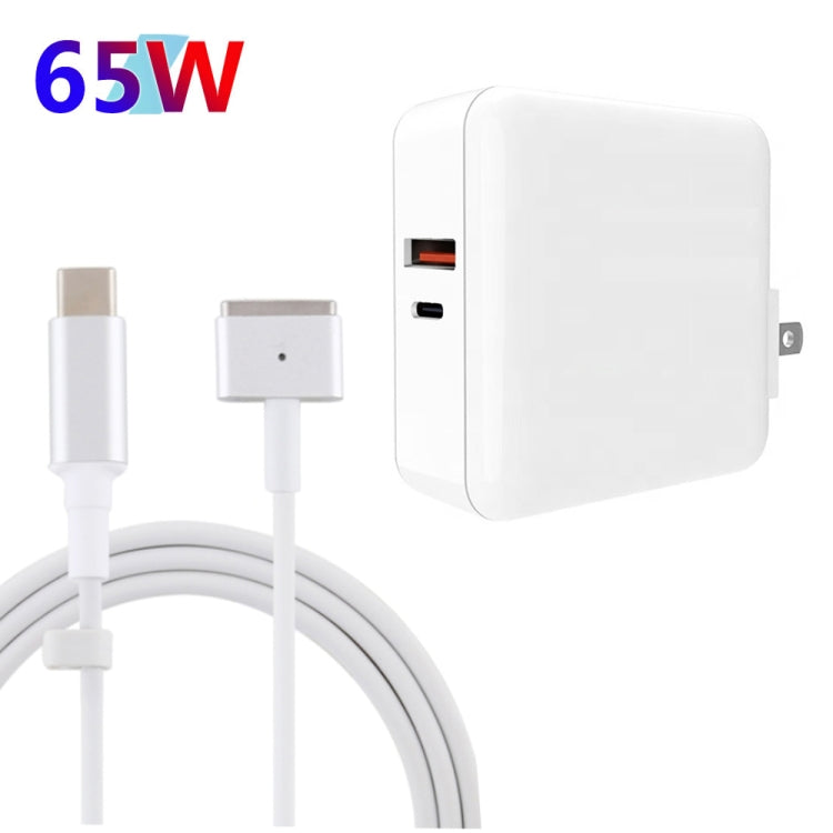 A6 PD 65W USB-C / Type-C + QC3.0 USB Laptop Adapter + 1.8m USB-C / Type-C to MagSafe 2 / T Data Cable Set for MacBook Series,, US Plug, US Plug + EU Plug, US Plug + AU Plug, US Plug + UK Plug, US Plug + EU Plug + UK Plug, US Plug + EU Plug + AU + UK Plug