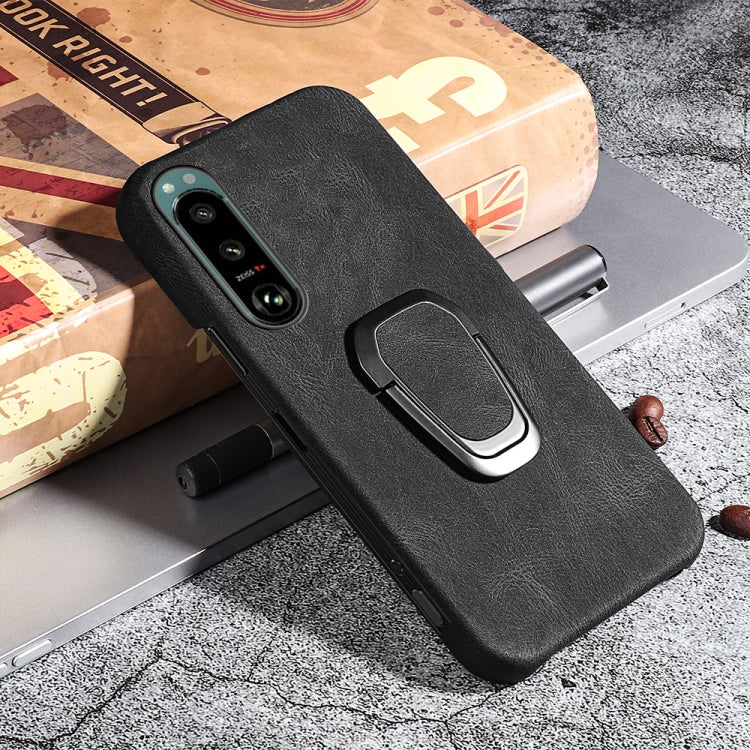 For Sony Xperia 5 III Ring Holder PU Phone Case, For Sony Xperia 5 III