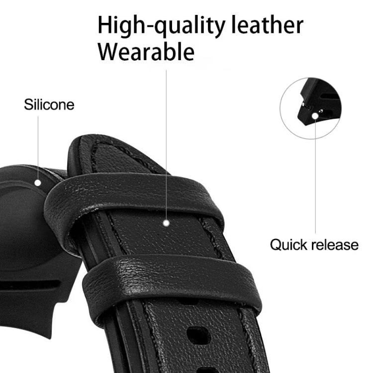 20mm Silicone Pasted Leather Strap, For Samsung Galaxy Watch 4 40mm, Samsung Galaxy Watch 4 44mm, For Samsung Galaxy Watch 4 Classic 42mm, For Samsung Galaxy Watch 4 Classic 46mm