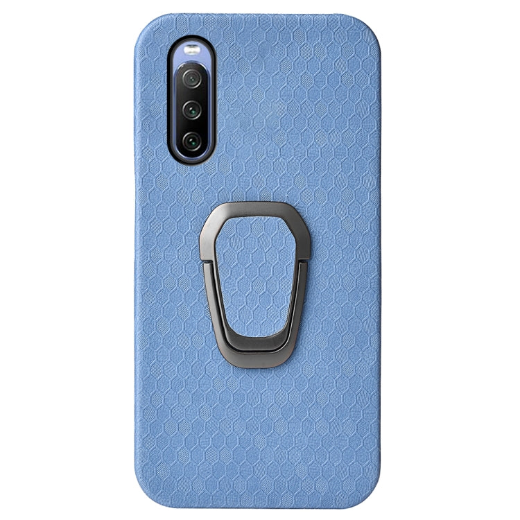 For Sony Xperia 10 IV Ring Holder Honeycomb PU Phone Case, For Sony Xperia 10 IV