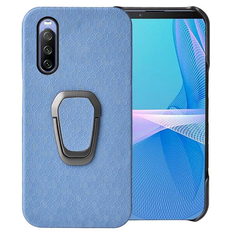 For Sony Xperia 10 IV Ring Holder Honeycomb PU Phone Case, For Sony Xperia 10 IV