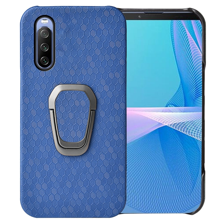 For Sony Xperia 10 IV Ring Holder Honeycomb PU Phone Case, For Sony Xperia 10 IV