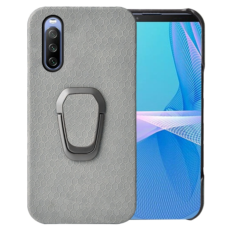 For Sony Xperia 10 IV Ring Holder Honeycomb PU Phone Case, For Sony Xperia 10 IV