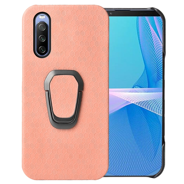 For Sony Xperia 10 IV Ring Holder Honeycomb PU Phone Case, For Sony Xperia 10 IV