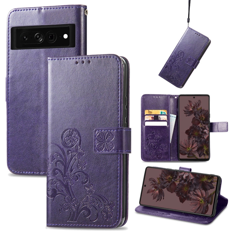 Four-leaf Clasp Embossed Buckle Leather Phone Case
