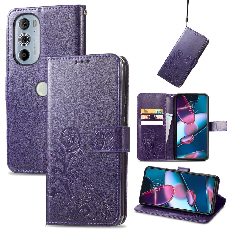 Four-leaf Clasp Embossed Buckle Leather Phone Case