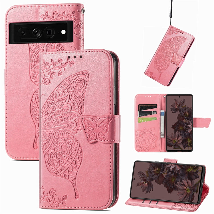 Butterfly Love Flower Embossed Leather Phone Case, For Google Pixel 7 Pro 5G, For Motorola Moto G Stylus 5G 2022, For Google Pixel 7 5G, For Motorola Moto G22