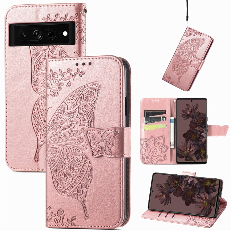 Butterfly Love Flower Embossed Leather Phone Case, For Google Pixel 7 Pro 5G, For Motorola Moto G Stylus 5G 2022, For Google Pixel 7 5G, For Motorola Moto G22