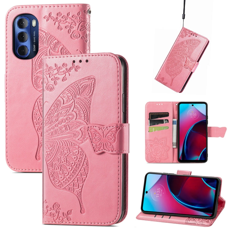 Butterfly Love Flower Embossed Leather Phone Case, For Google Pixel 7 Pro 5G, For Motorola Moto G Stylus 5G 2022, For Google Pixel 7 5G, For Motorola Moto G22