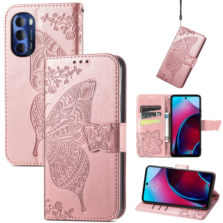 Butterfly Love Flower Embossed Leather Phone Case, For Google Pixel 7 Pro 5G, For Motorola Moto G Stylus 5G 2022, For Google Pixel 7 5G, For Motorola Moto G22