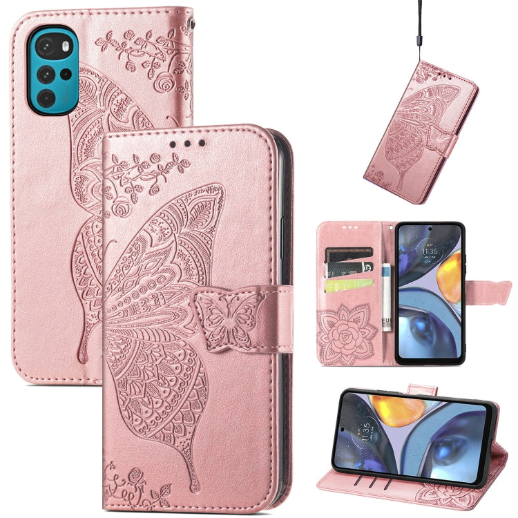 Butterfly Love Flower Embossed Leather Phone Case, For Google Pixel 7 Pro 5G, For Motorola Moto G Stylus 5G 2022, For Google Pixel 7 5G, For Motorola Moto G22