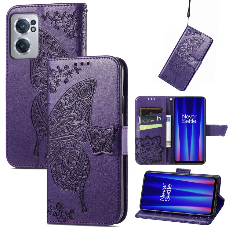 Butterfly Love Flower Embossed Leather Phone Case, For OnePlus Nord CE 2 5G, For Sony Xperia Ace III