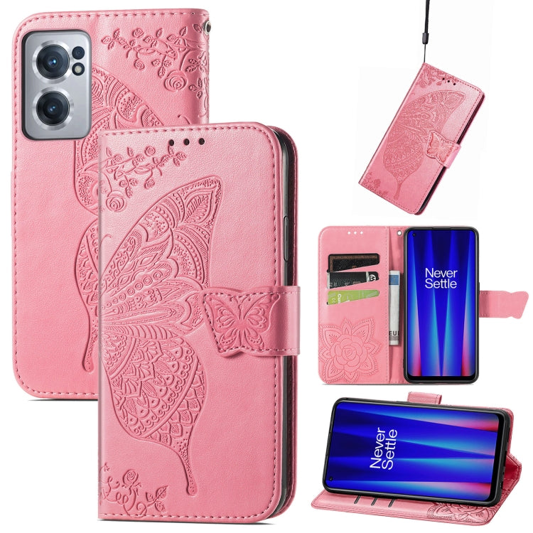 Butterfly Love Flower Embossed Leather Phone Case, For OnePlus Nord CE 2 5G, For Sony Xperia Ace III