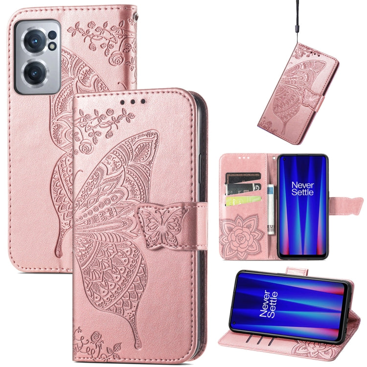 Butterfly Love Flower Embossed Leather Phone Case, For OnePlus Nord CE 2 5G, For Sony Xperia Ace III