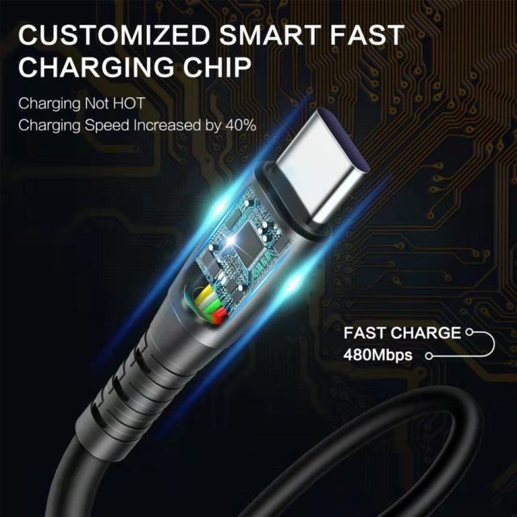 1.5m Spring Telescopic Mobile Phone Fast Charging Data Cable, USB to 8 Pin, USB to Type-C, USB to Micro USB