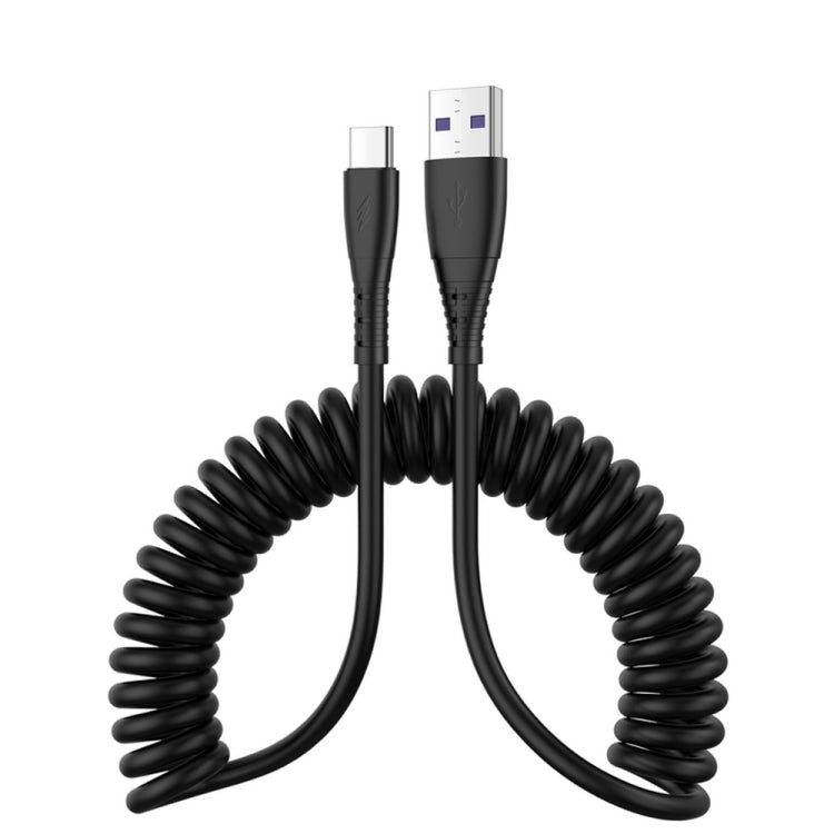 1.5m Spring Telescopic Mobile Phone Fast Charging Data Cable, USB to 8 Pin, USB to Type-C, USB to Micro USB