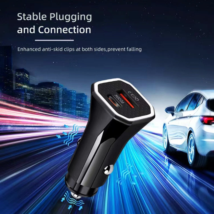 TE-P22 38W PD USB-C / Type-C + QC3. 0 USB Car Charger with 1m USB to USB-C / Type-C Data Cable, with Type-C Cable