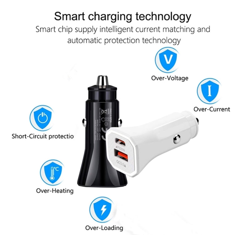 TE-P22 38W PD USB-C / Type-C + QC3. 0 USB Car Charger with 1m USB-C / Type-C to 8 Pin Data Cable, with USB-C / Type-C to 8 Pin Cable