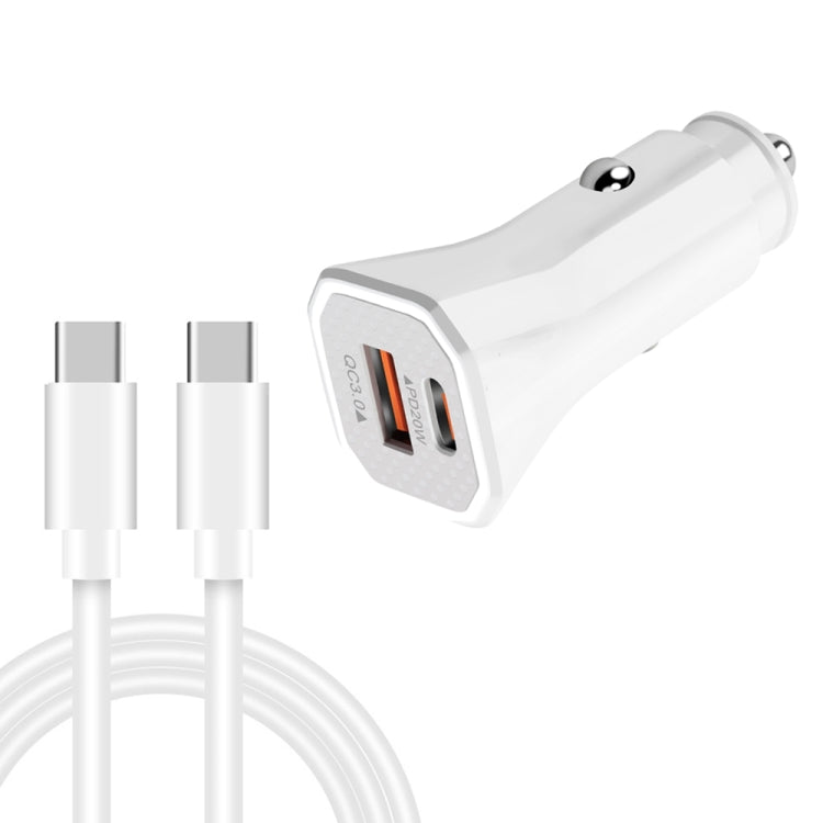 TE-P22 38W PD20W + QC3. 0 USB Car Charging + USB-C / Type-C to USB-C / Type-C  Data Cable, Length: 1m, with Dual Type-C Cable