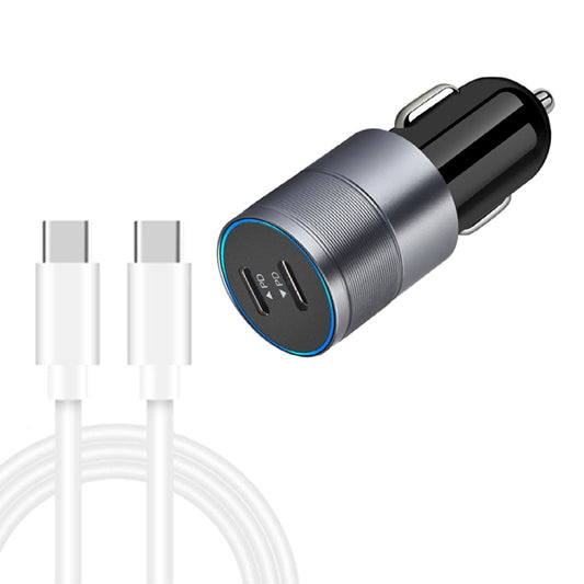 Dual PD 3.0 40W Type-C Car charger with 1m Type-C to Type-C Data Cable, with Dual Type-C Cable