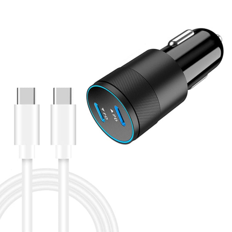 Dual PD 3.0 40W Type-C Car charger with 1m Type-C to Type-C Data Cable, with Dual Type-C Cable