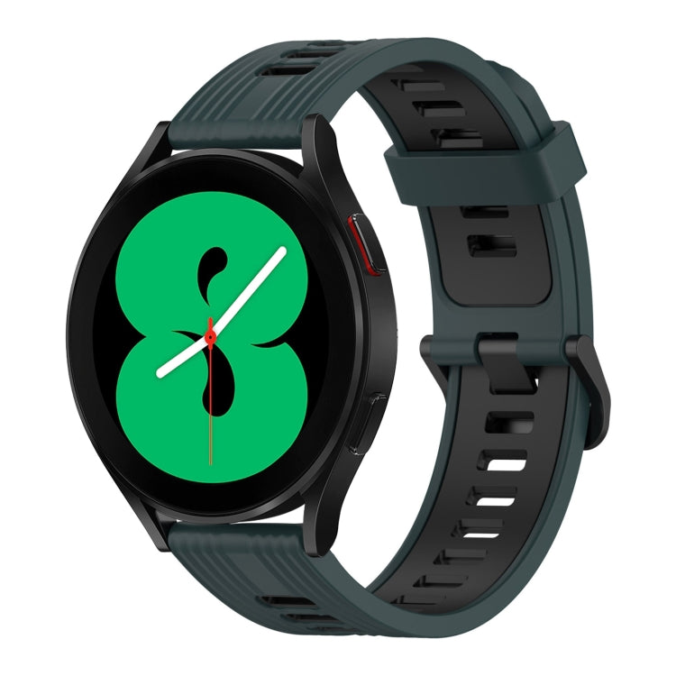 20mm Vertical Pattern Two-Color Silicone Watch Band, For Samsung Galaxy Watch 4 40mm, For Samsung Galaxy Watch 4 44mm