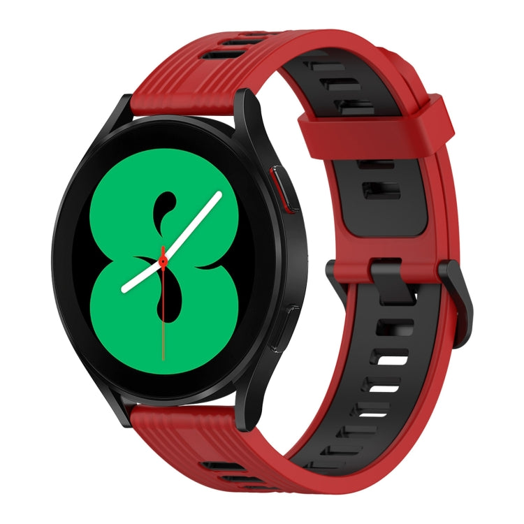 20mm Vertical Pattern Two-Color Silicone Watch Band, For Samsung Galaxy Watch 4 40mm, For Samsung Galaxy Watch 4 44mm