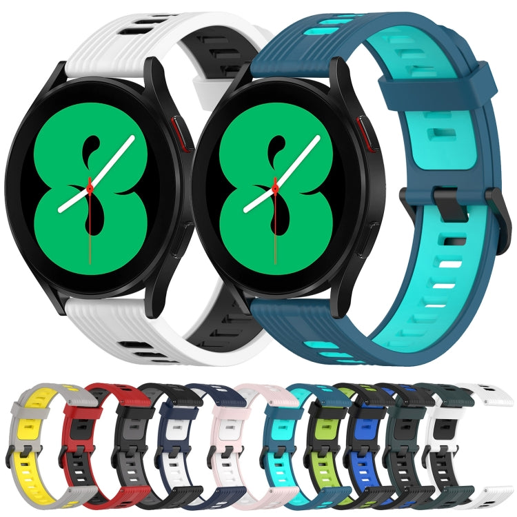 20mm Vertical Pattern Two-Color Silicone Watch Band, For Samsung Galaxy Watch 4 40mm, For Samsung Galaxy Watch 4 44mm