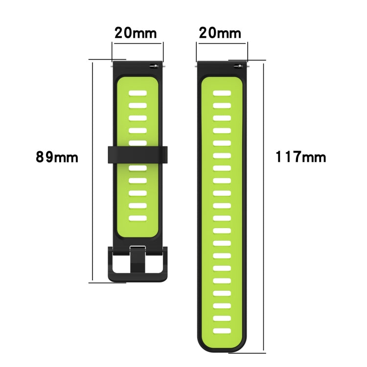 20mm Vertical Pattern Two-Color Silicone Watch Band, For Samsung Galaxy Watch 4 40mm, For Samsung Galaxy Watch 4 44mm