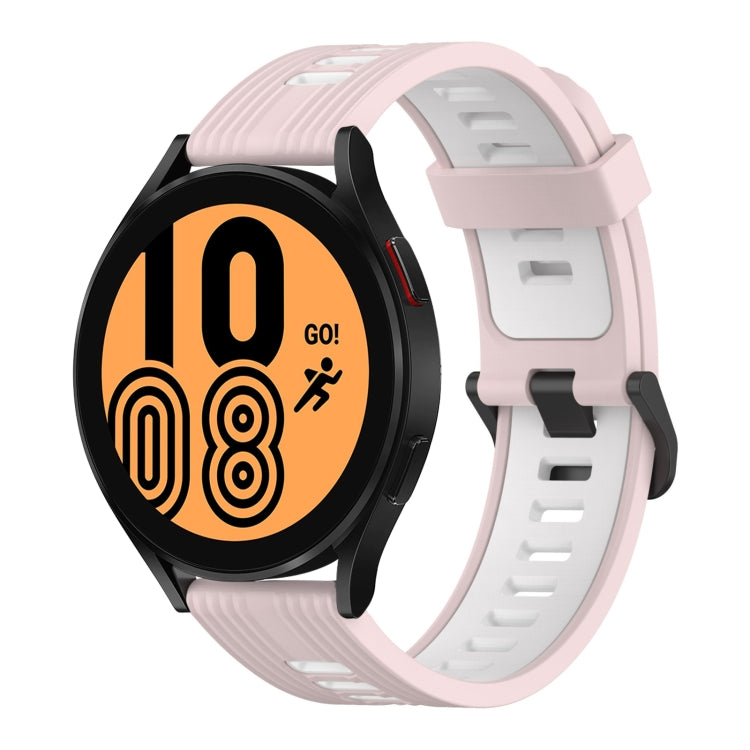 20mm Vertical Pattern Two-Color Silicone Watch Band, For Samsung Galaxy Watch 4 40mm, For Samsung Galaxy Watch 4 44mm