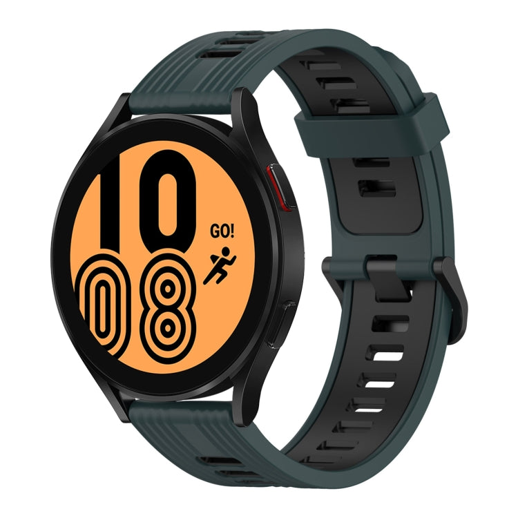 20mm Vertical Pattern Two-Color Silicone Watch Band, For Samsung Galaxy Watch 4 40mm, For Samsung Galaxy Watch 4 44mm