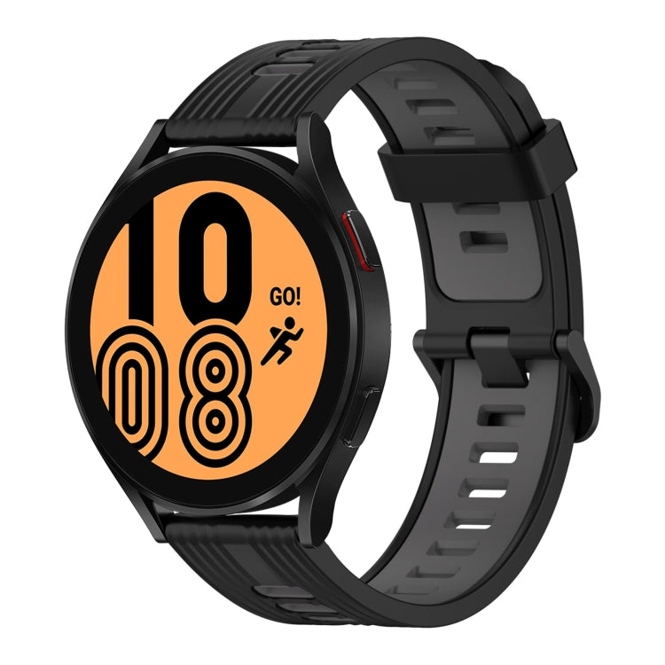 20mm Vertical Pattern Two-Color Silicone Watch Band, For Samsung Galaxy Watch 4 40mm, For Samsung Galaxy Watch 4 44mm