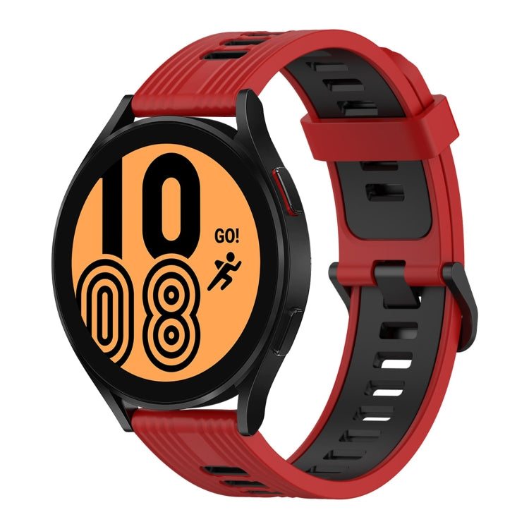 20mm Vertical Pattern Two-Color Silicone Watch Band, For Samsung Galaxy Watch 4 40mm, For Samsung Galaxy Watch 4 44mm