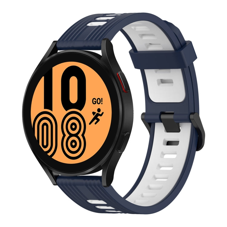 20mm Vertical Pattern Two-Color Silicone Watch Band, For Samsung Galaxy Watch 4 40mm, For Samsung Galaxy Watch 4 44mm