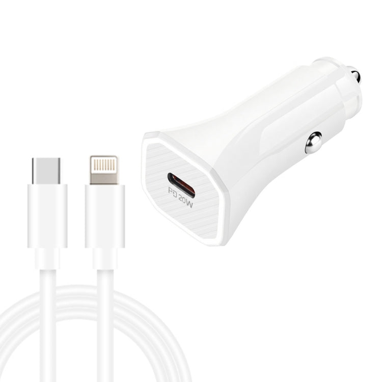 TE-P2 PD20W USB-C / Type-C Car Charger with Type-C to 8 Pin Data Cable, Type-C to 8 Pin Data Cable (Black), Type-C to 8 Pin Data Cable (White)