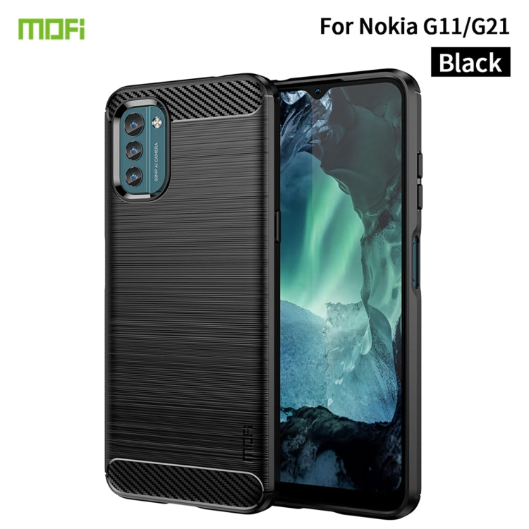 MOFI Gentleness Series Brushed Texture Carbon Fiber Soft TPU Case, For Sony Xperia 1 IV, For Sony Xperia 10 IV, For OnePlus Ace / 10R 5G, For Nokia G11 / G21, For OPPO A57 4G / A57 5G / A77 5G