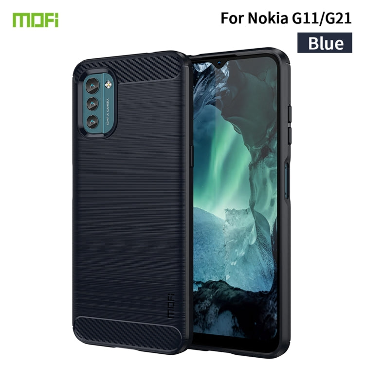 MOFI Gentleness Series Brushed Texture Carbon Fiber Soft TPU Case, For Sony Xperia 1 IV, For Sony Xperia 10 IV, For OnePlus Ace / 10R 5G, For Nokia G11 / G21, For OPPO A57 4G / A57 5G / A77 5G