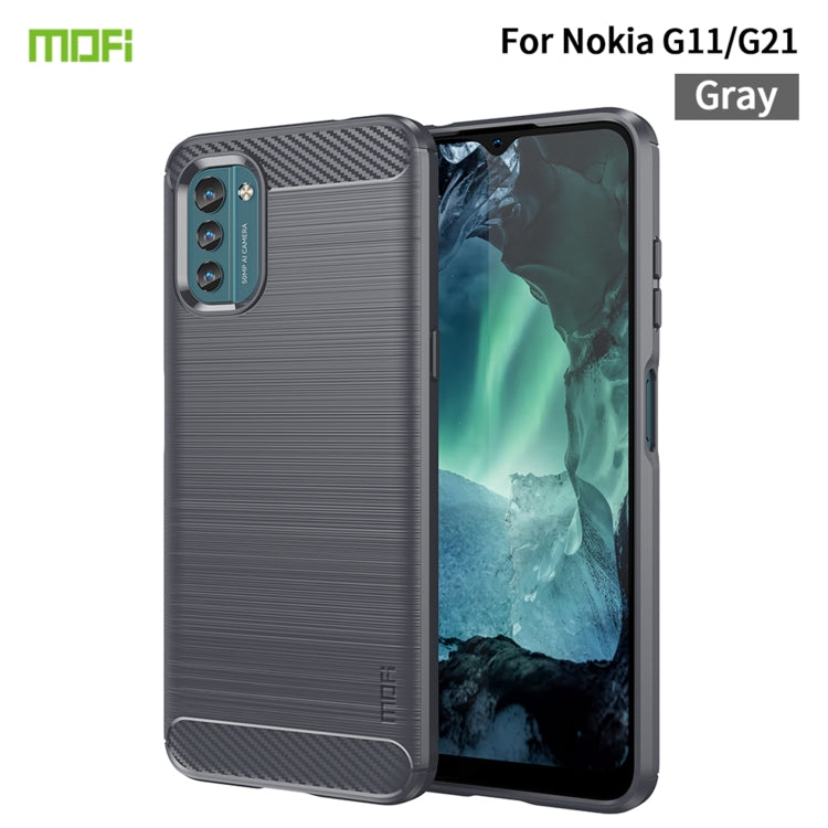 MOFI Gentleness Series Brushed Texture Carbon Fiber Soft TPU Case, For Sony Xperia 1 IV, For Sony Xperia 10 IV, For OnePlus Ace / 10R 5G, For Nokia G11 / G21, For OPPO A57 4G / A57 5G / A77 5G