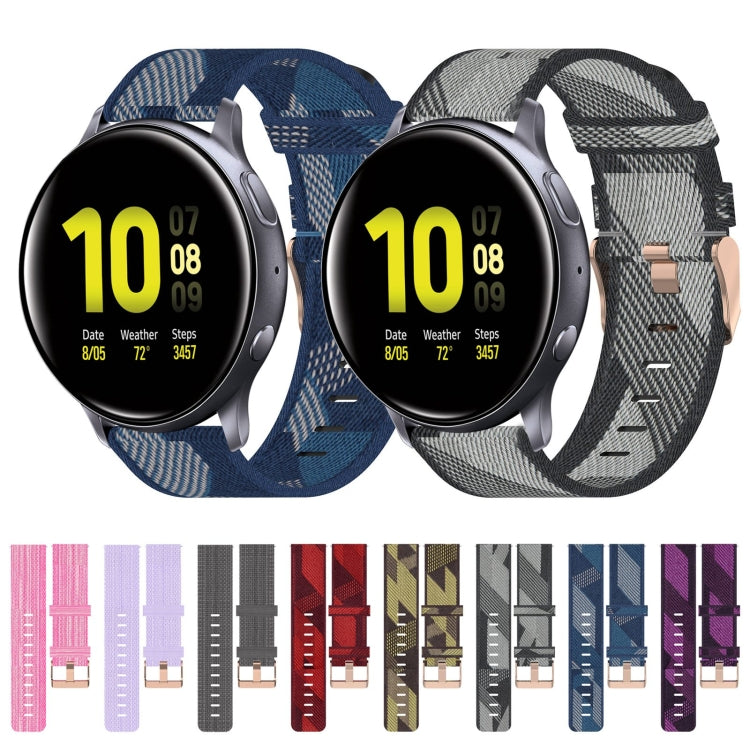 20mm Nylon Woven Watch Band, For Samsung Galaxy Watch Active 2 44mm, For Samsung Galaxy Watch Active 40mm, For Samsung Galaxy Watch 42mm