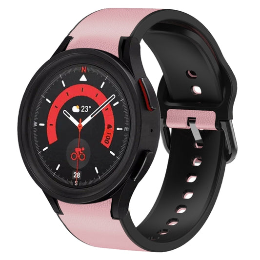 20mm Silicone Adhesive Leather Watch Band, For Samsung Galaxy Watch 5 40mm, For Samsung Galaxy Watch 5 44mm